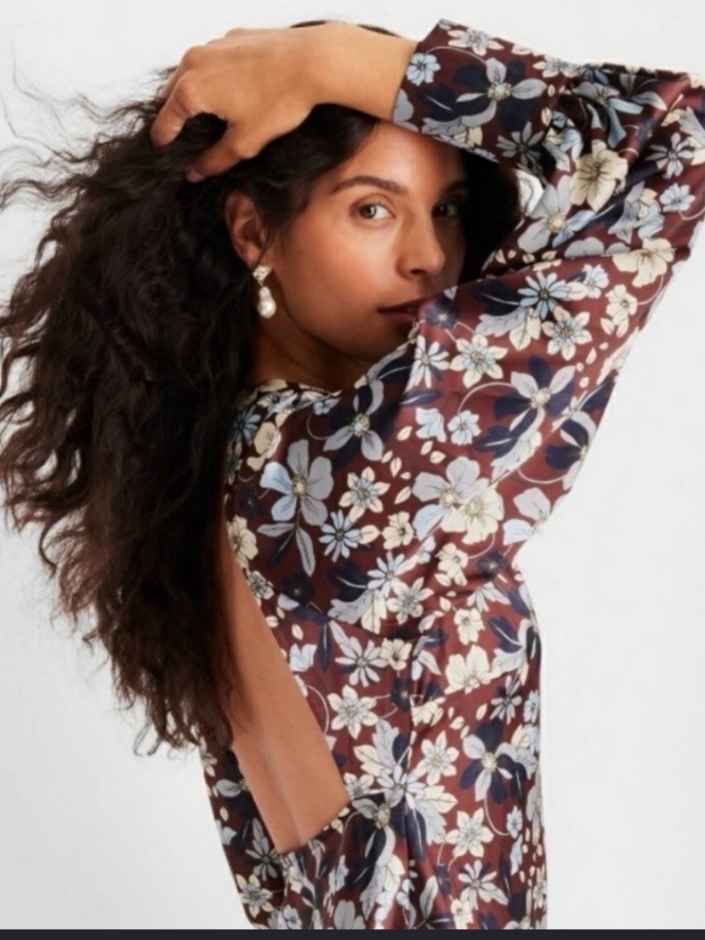 Women's Backless Floral Dress in Burgundy